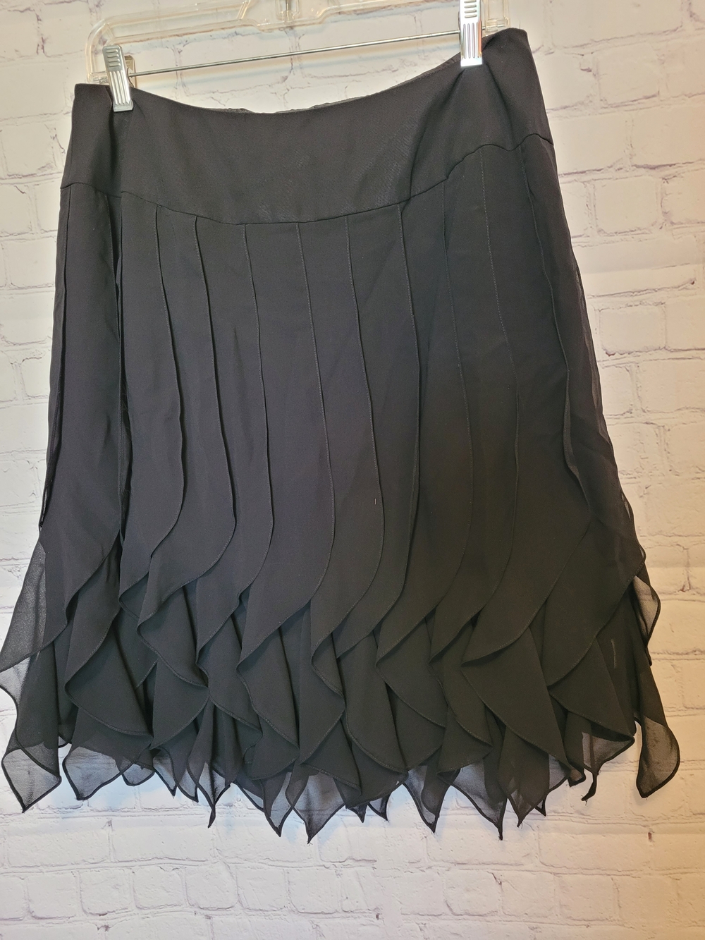 Cachet Size 10 Black Ruffle Hankerchief Skirt Elegant Sexy Event Party